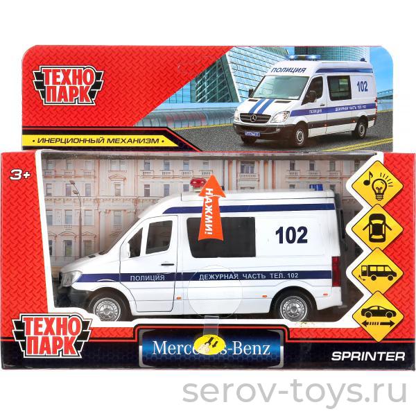 Модель Технопарк MERCEDES-BENZ SPRINTER Полиция SPRINTERVAN-14SLPOL-WH свет звук в кор
