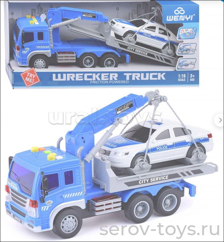 Машина инерц 1:16 WY570H Эвакуатор+полиция свет звук Wenyi