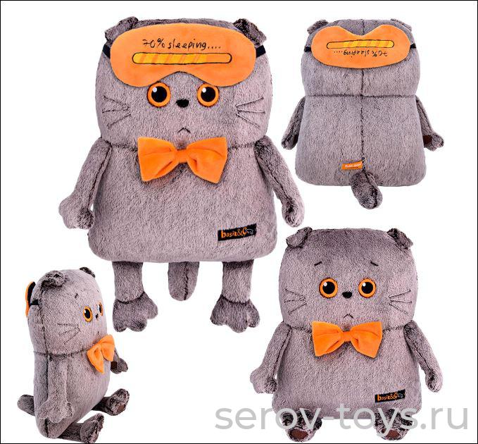 Кот-подушка в маске для сна Kp34-229 32см Budi Basa
