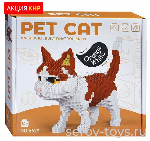Конструктор 3D 6623 Оранжево-белый котик 1300дет в кор