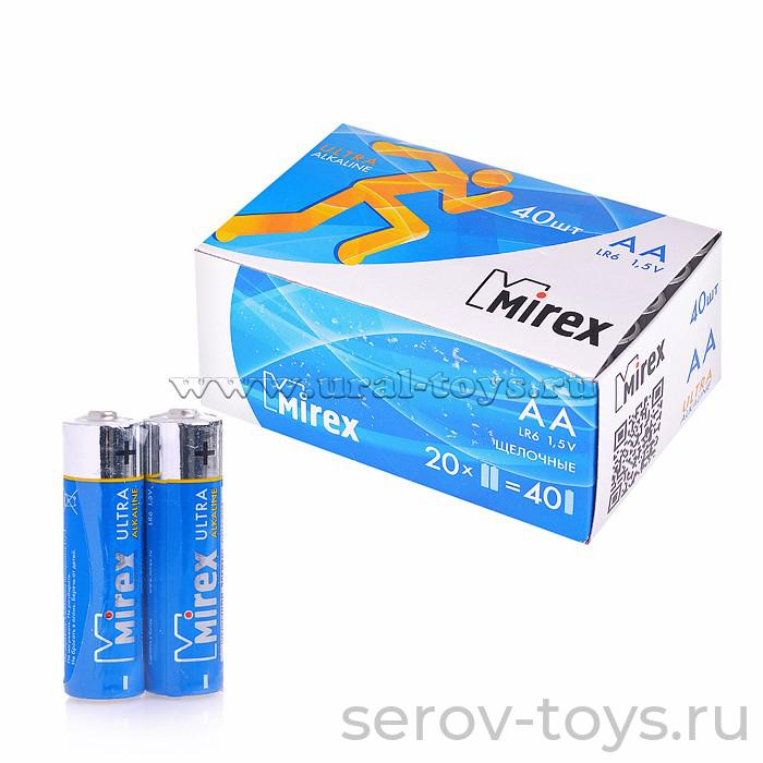 Элемент питания АА LR06/AA Mirex щелочные (2 штуки)