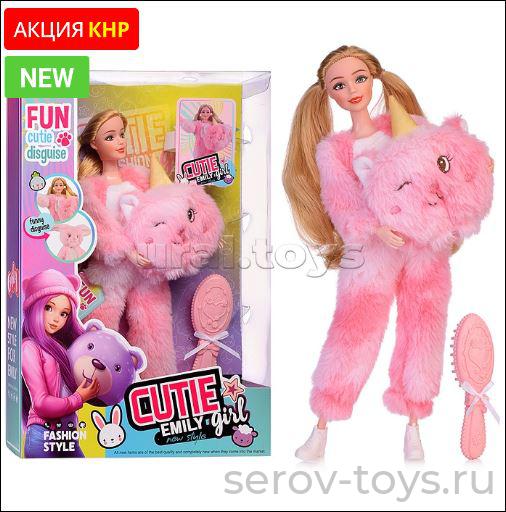 Кукла Эмили QJ158C в костюме розового котика в кор