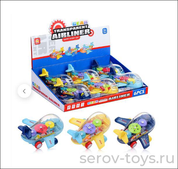 Самолет BHX811 прозрачный свет инерц 6шт в кор