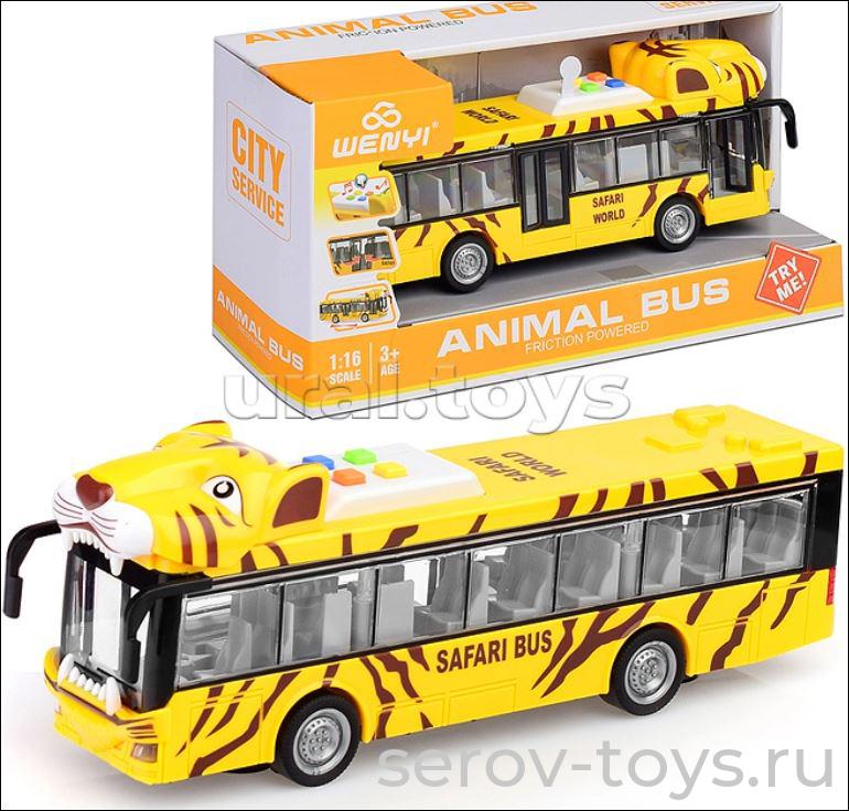 Автобус 1:16 WY917A Тигр желтый свет звук Wenyi