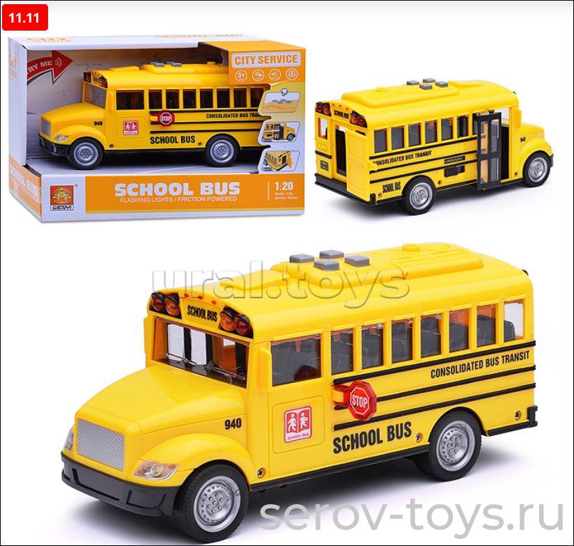 Автобус 1:20  WY940A Школьный желтый свет звук Wenyi
