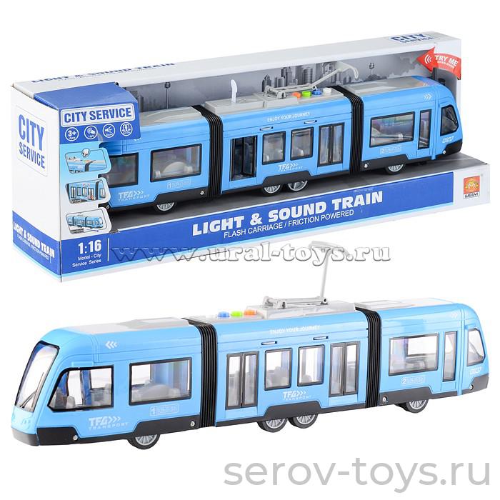 Трамвай 1:16  WY930B С гармошкой Синий свет звук Wenyi