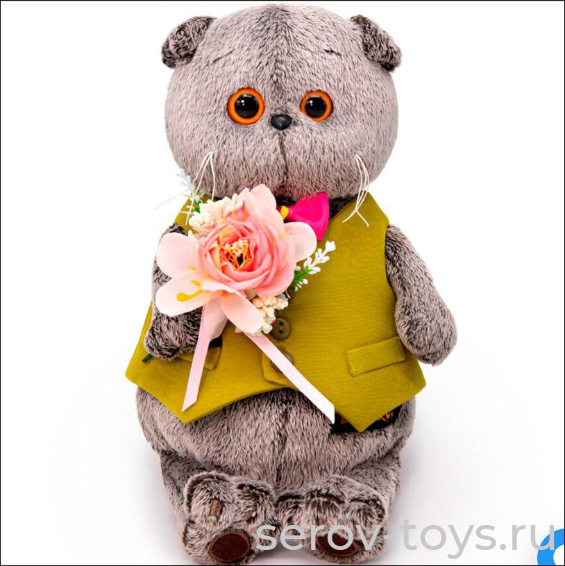 Басик в жилете и с букетом 30см Ks30-228 Budi Basa