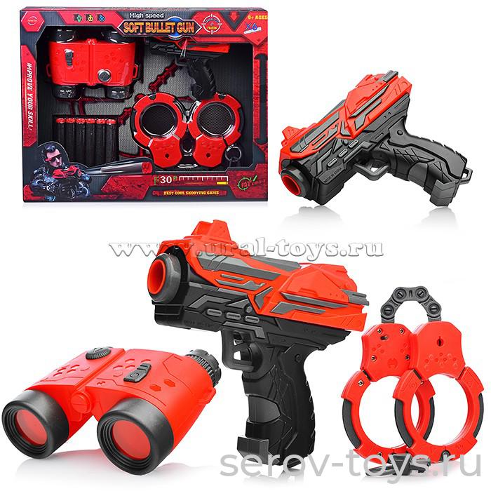 Бластер+бинокль+наручники FJ921 Спецагент с безопасными пулями механ в кор Feng Jia**