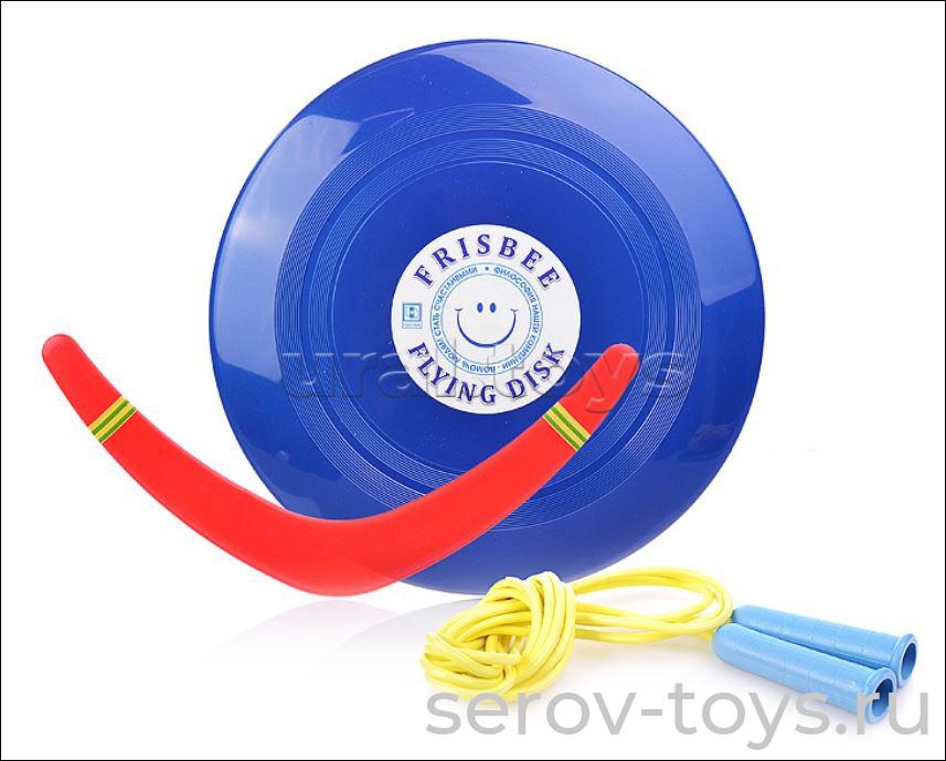 Спортивный набор для активного отдыха 278243 ( тарелка, бумеранг и скакалка) в сетке