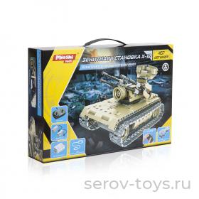 Конструктор р/у 1201-062 Комби 457дет Зенитная установка X-12 2 в 1 на аккум USB Mioshi