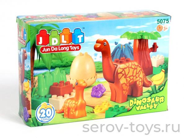 Конструктор JDLT Макси 5075 Динозавры Добрая семья 20дет в кор Для малышей