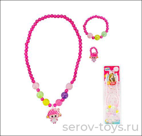 Набор украшений Девочка 3-14B Бусы, кольцо и браслет на листе