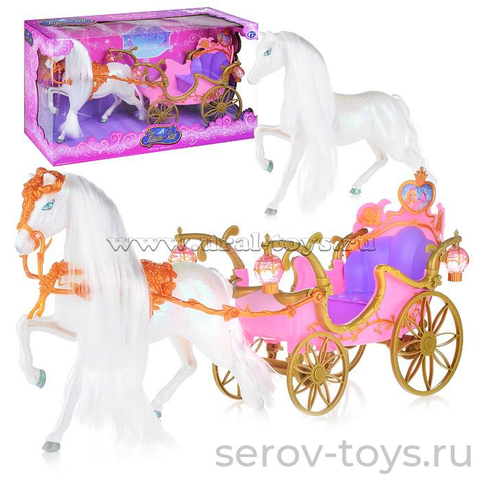 Карета большая с блестящей лошадью 207B свет в кор