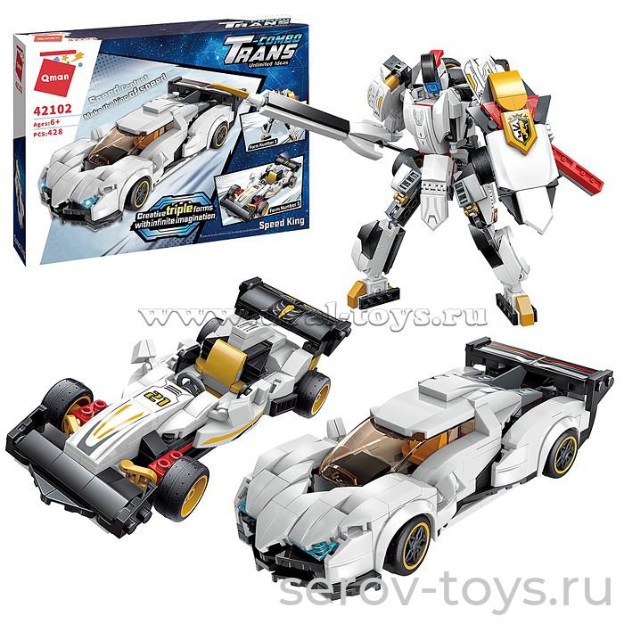 Конструктор Qman 42102 Trans-combo 3 в 1 428дет Гоночный