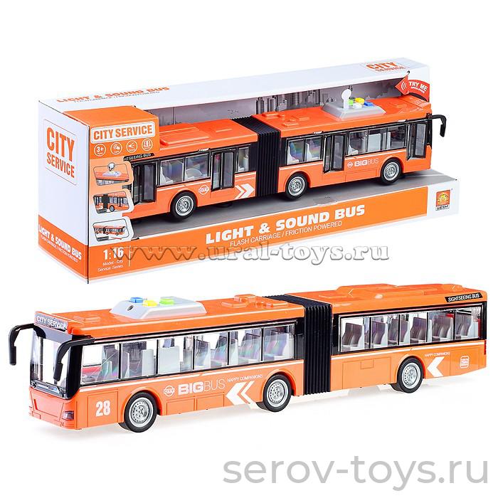 Автобус 1:16  WY913B с гармошкой Оранжевый свет звук Wenyi