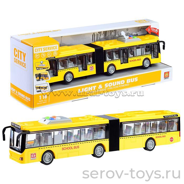 Автобус 1:16  WY913A с гармошкой Желтый свет звук Wenyi