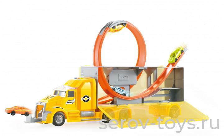 Машина инерц WY206 Автовоз с гоночными машинами и мертвая петля свет звук Wenyi