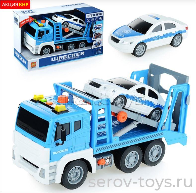 Машина инерц 1:12 WY832B Полицейский эвакуатор свет звук Wenyi
