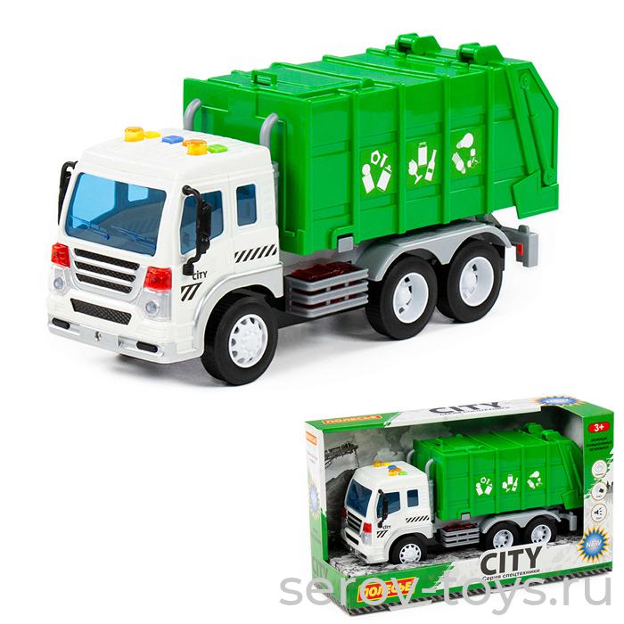 Автомобиль Сити 86389 Комунальный инерц зеленый свет звук в кор ПОЛЕСЬЕ
