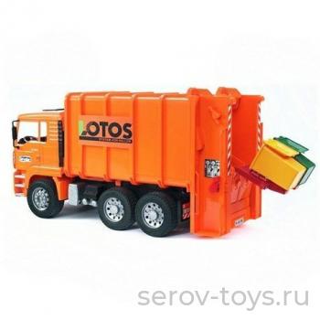 Мусоровоз 02-762 MAN цвет оранжевый) (подходит модуль со звуком и светом "Н")