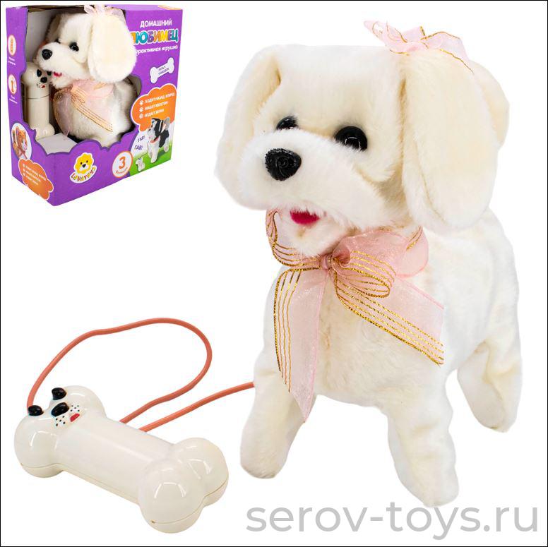 Собака белая 9602B1 на д/у  ходит, лает в кор Levatoys