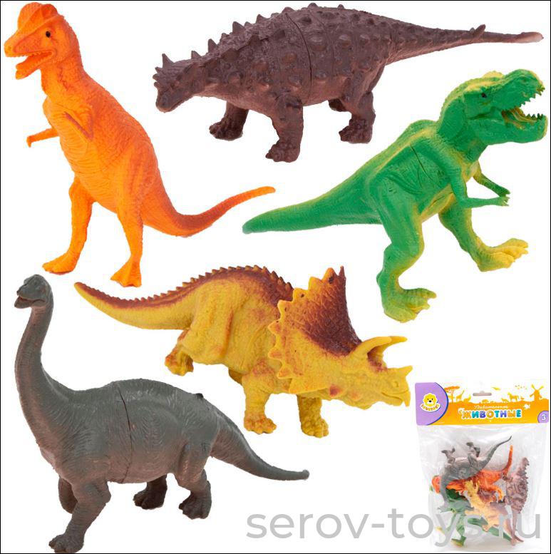 Набор Удивительных животных 2077A-1YS Динозавры 5шт в пак Levatoys