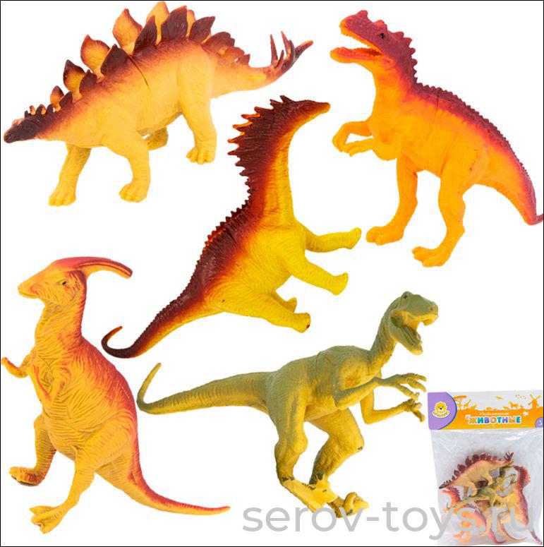 Набор Удивительных животных 2077A-2YS Динозавры 5шт в пак Levatoys