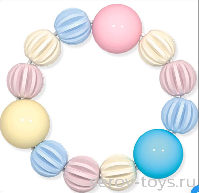 Погремушка-прорезыватель Браслетик с шариками Коллекция Бисквит 02197 в пак  Стеллар