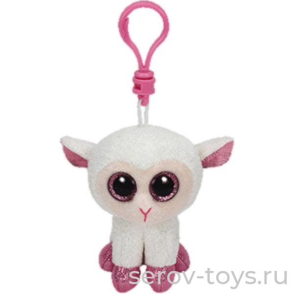 Beanie Boo's Брелок Овечка (белая с розовыми копытцами), 12 см