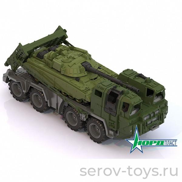 Военный тягач ЩИТ с танком Барс 258