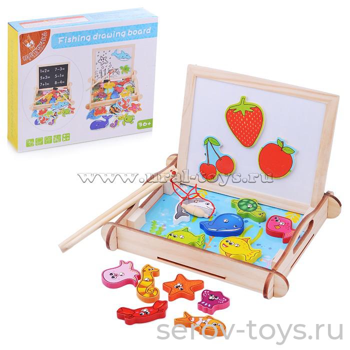 Доска д/рисования D0487 с магнитными фигурками 29x24x6см Щепочка
