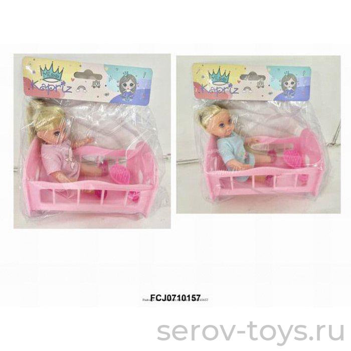 Пупс 8230YS в кроватке 15см 0710157FCJ в пак Miss Kapriz