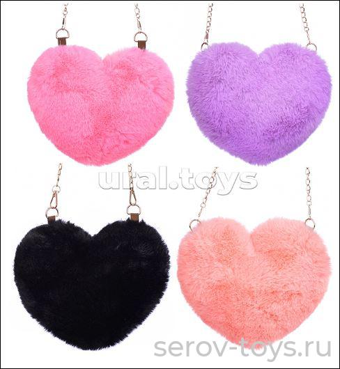 Сумка меховая М1053  Сердечко 22*20см Мишуткин