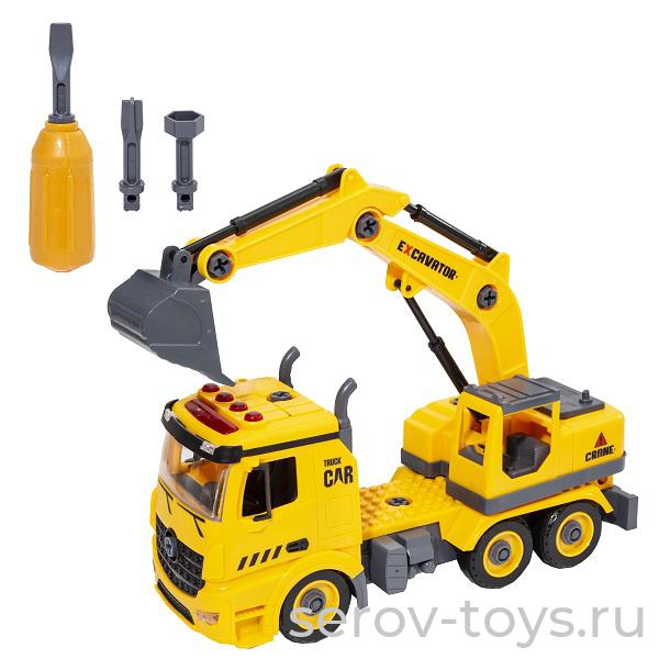 Wincars YK-2215 Большая стройка  Экскаватор разборный с отвертками звук свет в кор