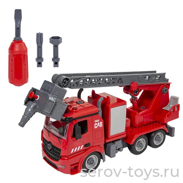 Wincars YK-2219 Пожарная часть Водомет с лесенкой разборный с отвертками звук свет в кор