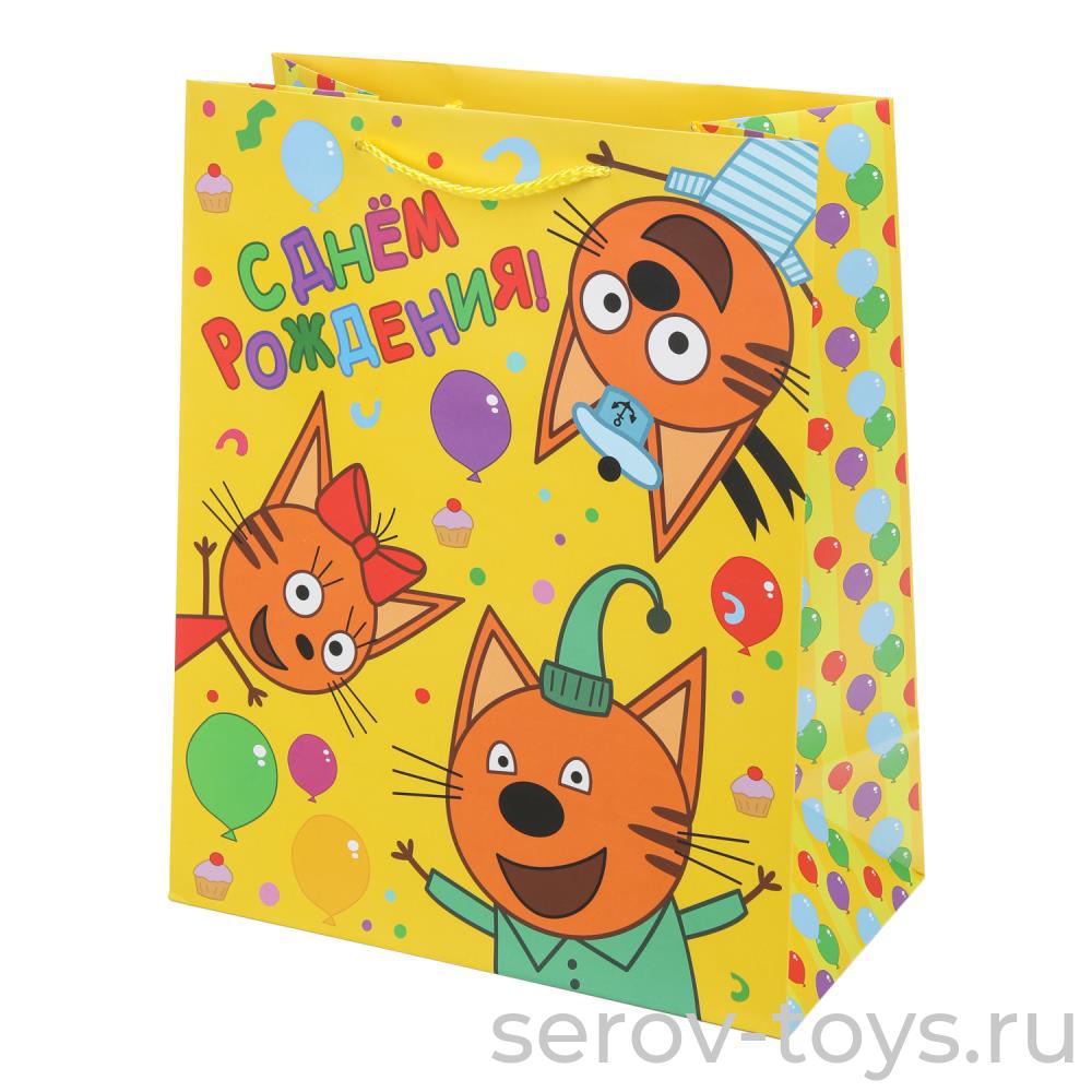 Пакет подарочный  Три кота 26х32х14см матовый в уп 12шт Играем вместе