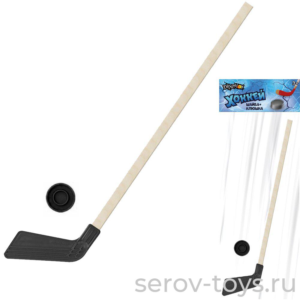 Клюшка 80см черная + шайба ХК3 в пак Dvizhok+