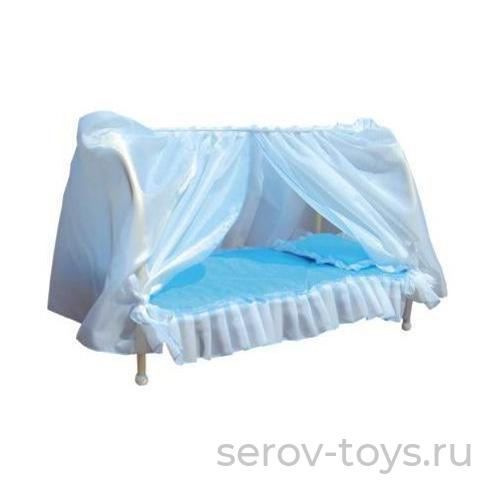 Кроватка д/куклы КР-120  с балдахином 50см металл Стройтехсервис