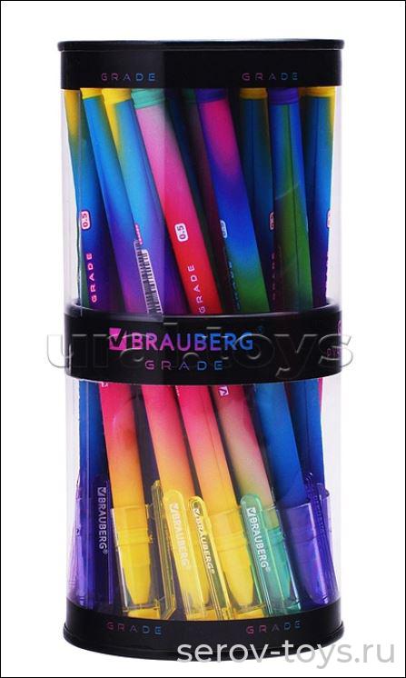 Ручка гелевая 144285 Grade neon черная 0,5 мм Brauberg