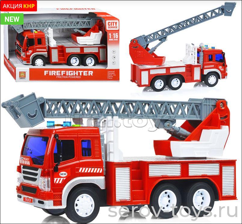 Машина инерц 1:16 WY350B Пожарная с лестницей свет звук Wenyi