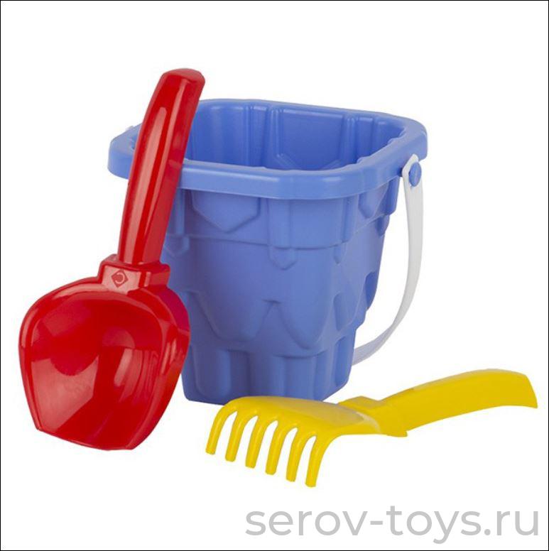 Песочный набор У876 Башня (ведро,совок,грабли)
