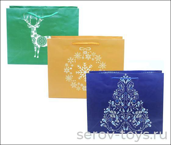 Пакет подарочный 26*32*12см Новогодний