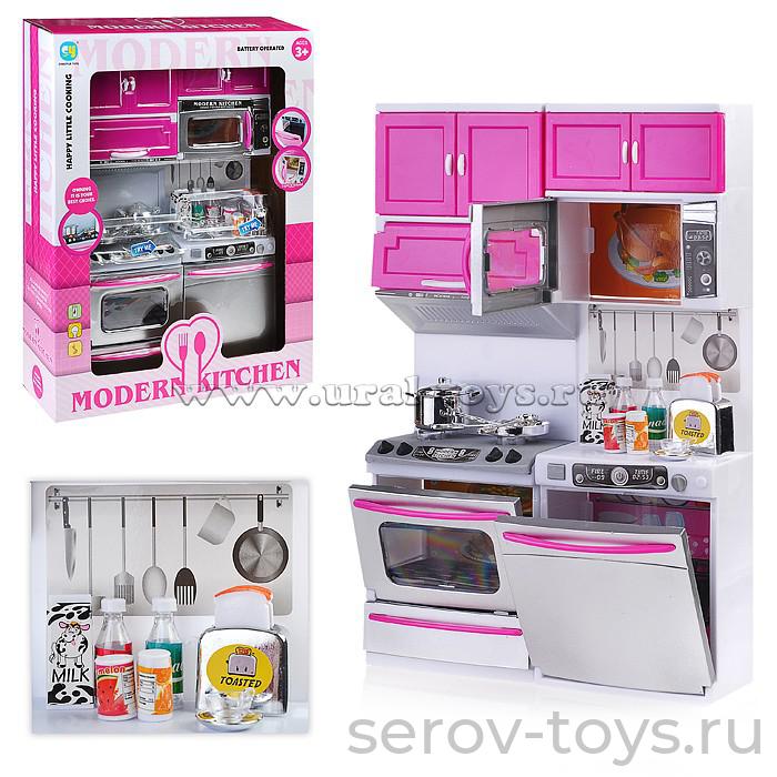Набор кухня 818-12,17 Плита и посудомойка свет звук с аксесс в кор (- 12 Серебристая)