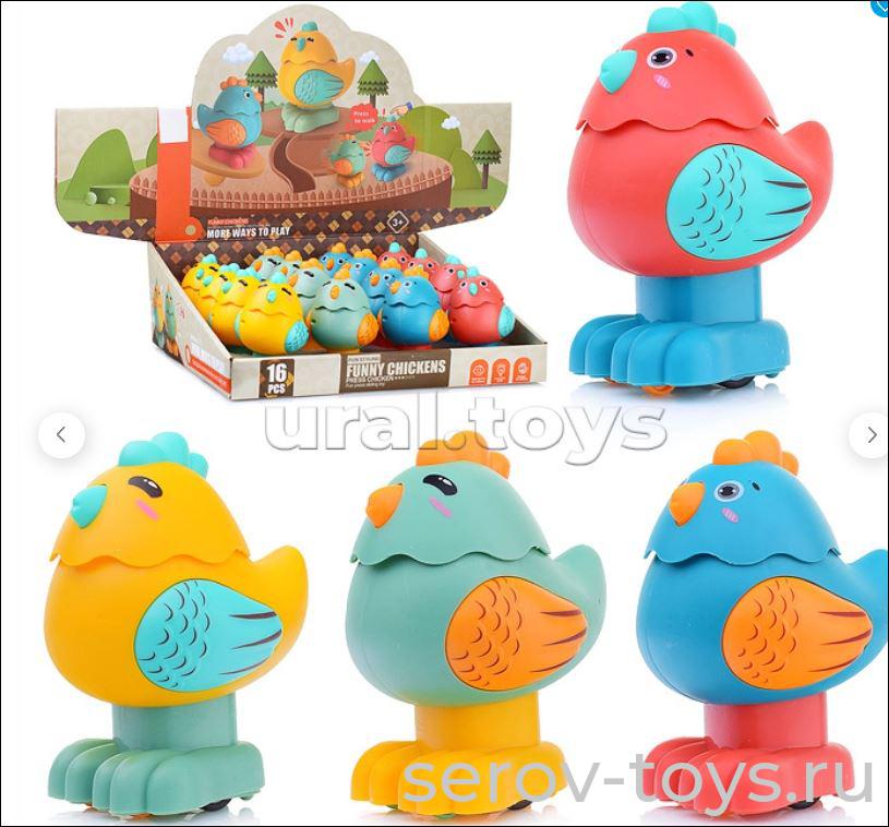 Нажми и поедет HY-763 Курочка Ряба инерц 16шт в кор