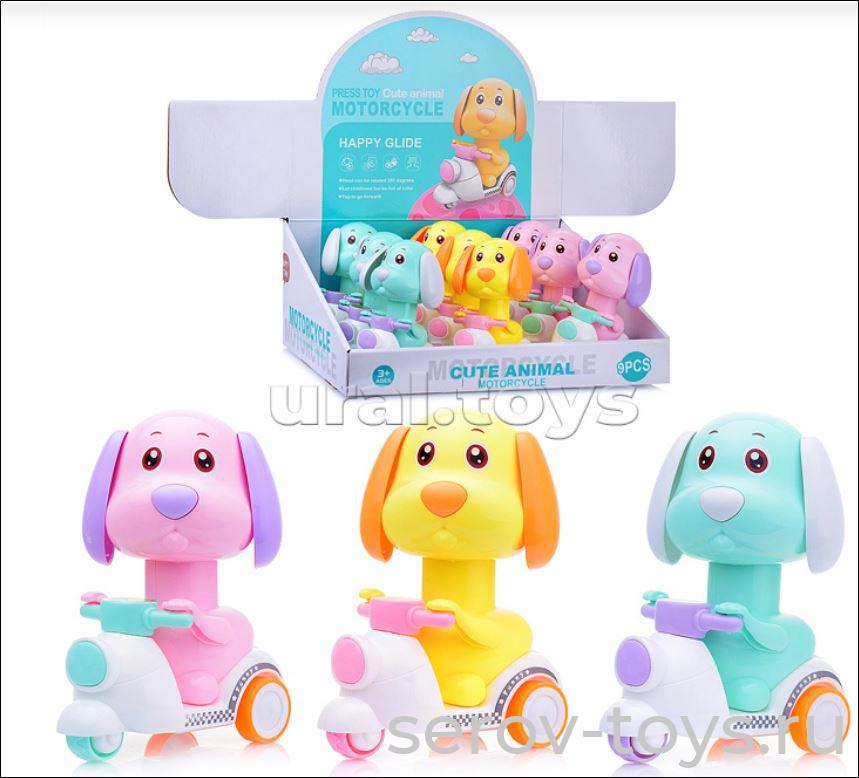 Нажми и поедет 2008-65 Собака на мотоцикле инерц 9шт в кор