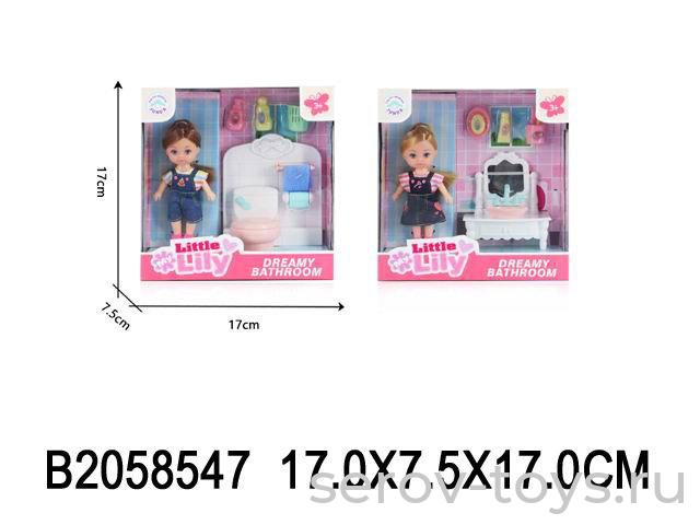 Кукла Lily 86016 в ванной комнате в кор