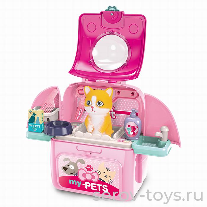 Набор Грумер 008-967B-2 С котенком в рюкзачке