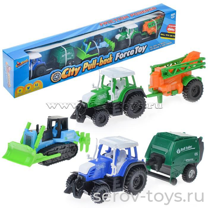 Набор машин TH-H065/7 Трактор 3шт в кор (бульдозер)