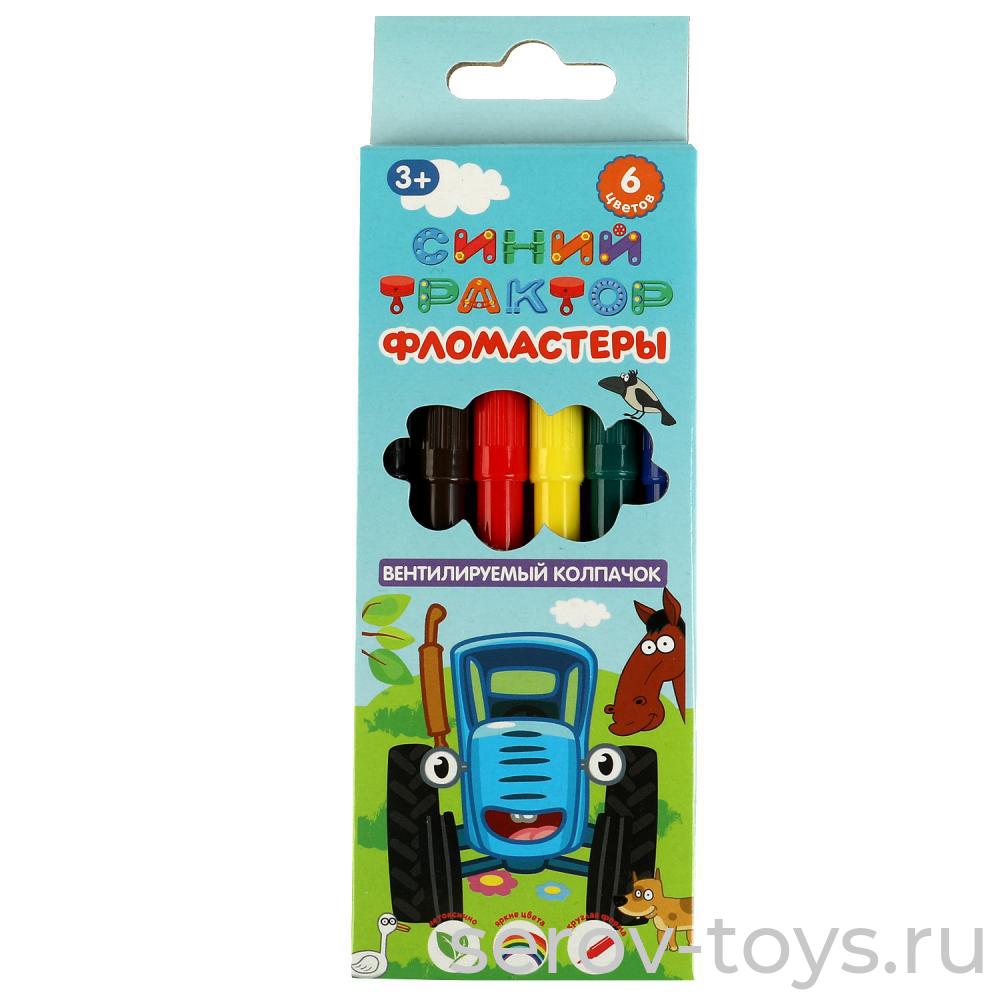 Фломастеры FRK6-67347-STR Синий трактор 6 цветов в кор Умка (УЦЕНКА 50% 03.12.20223 Истек срок годности)