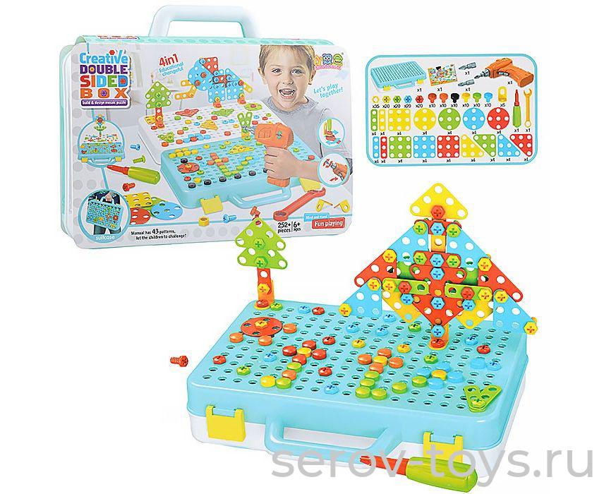 Конструктор U045213Y 4 в 1 с шуруповертом на бат 252 дет в чемодане